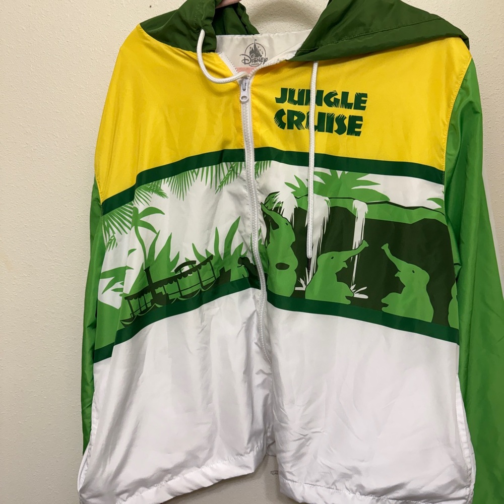 Disney Parks  Jungle Cruise Women’s Hooded Windbreaker - Green Yellow White